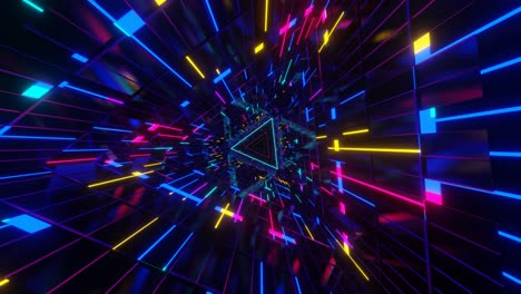 dreieckiger neontunnel 3d-grafik