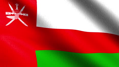 seamless loop 4k vdo. oman national flag blowing in the wind isolated. official patriotic abstract design. 3d rendering illustration of waving sign symbol.