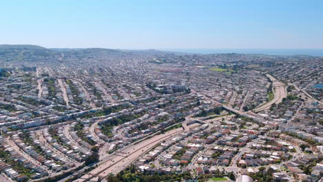 large residential neighborhood in south san francisco, aerial establishing shot