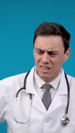 doctor suffering from severe neck pain or discomfort