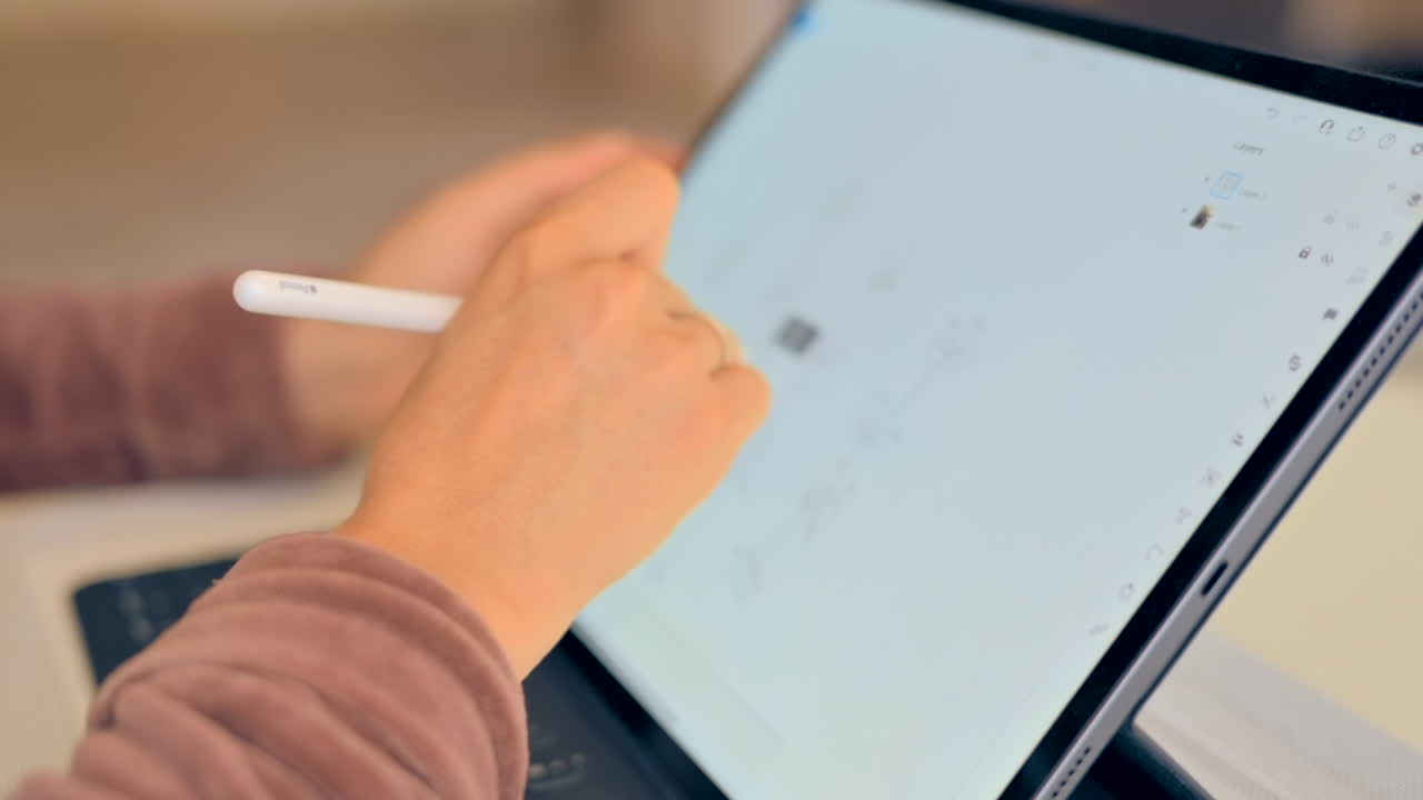 Mujer dibujando en una tableta gráfica con un lápiz óptico