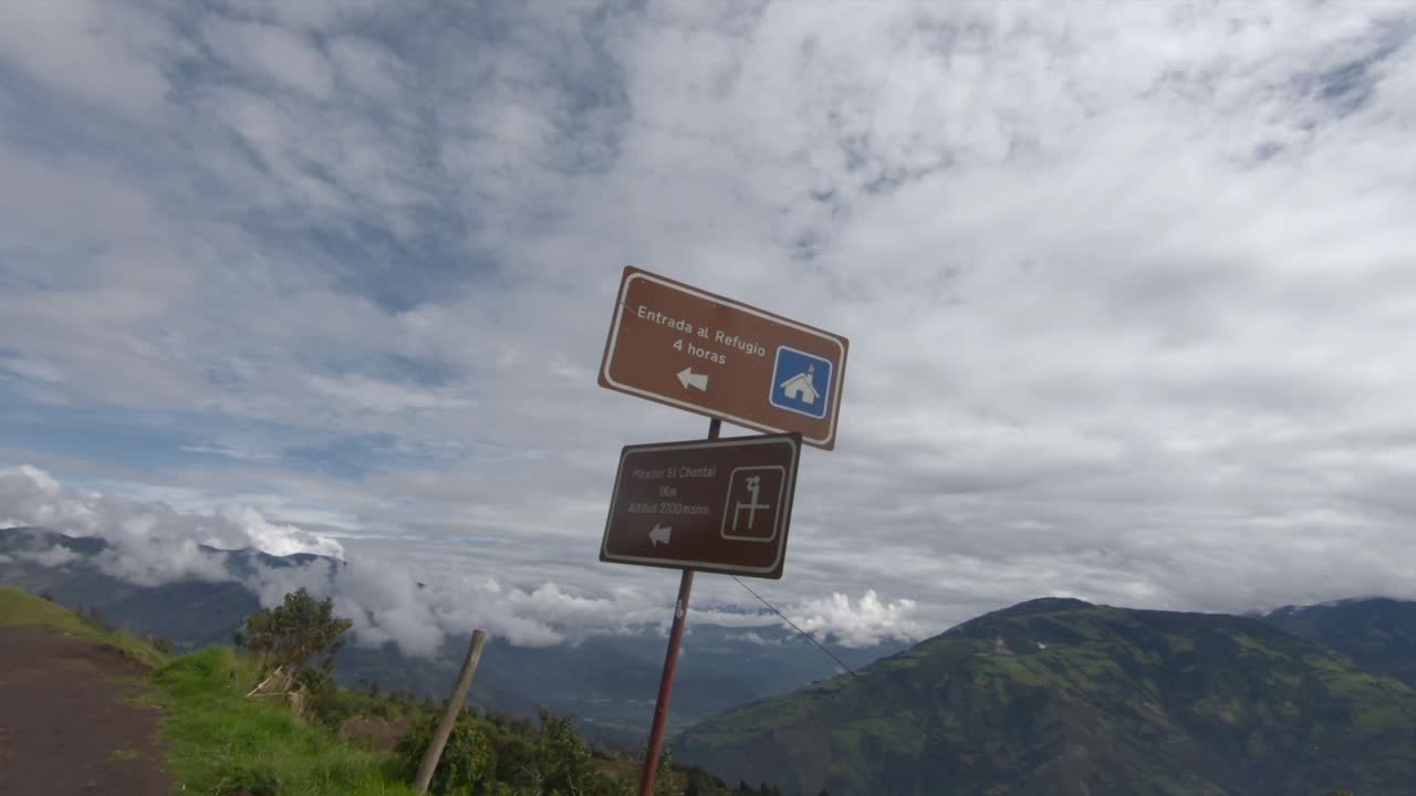 Tungurahua Volcano Ecuador direction sign outdoor alpine high altitude nature