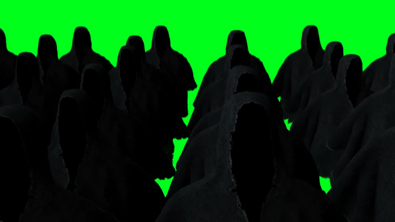 미스터리 공포 유령 애니메이션, 역동적인 후디, 고립, 현실적인 4k 녹색 화면 애니메이션