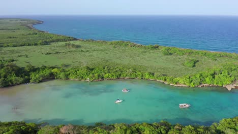 aerial circling of diamond beach in dominican republic