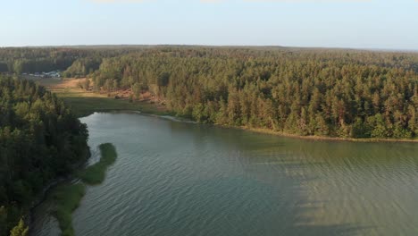 Drone-shot-of-rocky-Baltic-sea-coast-in-Sweden-during-sunset