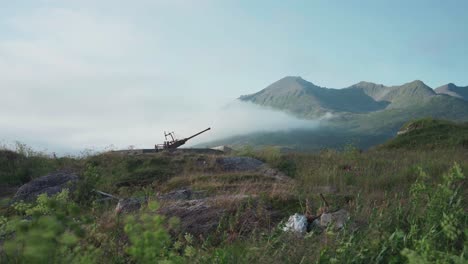 abandoned navy gun emplacement at skrolsvik fort in stonglandseidet, norway