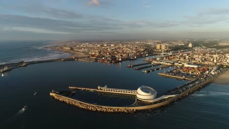 Puerto-De-La-Ciudad-De-Matosinhos-Portugal-Vista-Aérea