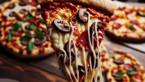 delicious pizzas and a cheesy slice