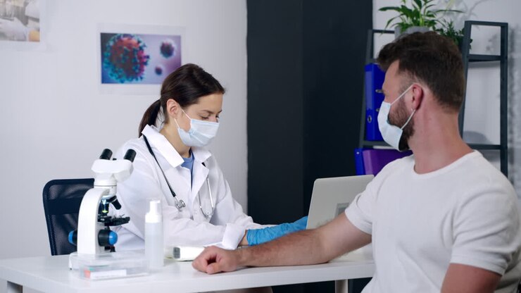 Doctor Examining Patient in Medical Office During Pandemic