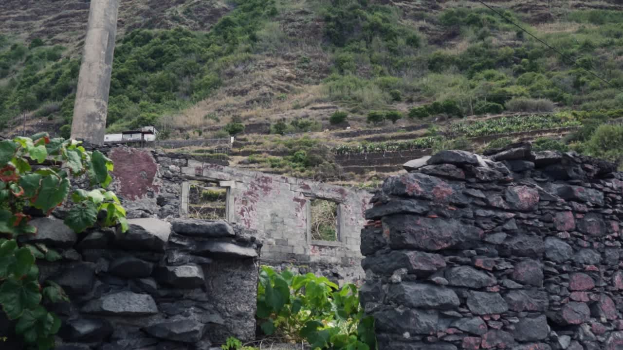 edificio en ruinas en un paisaje de viñedo