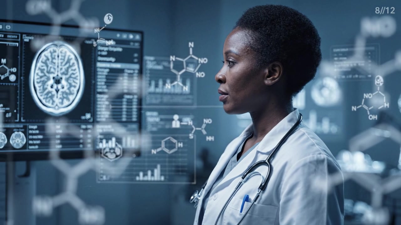 Medical Professional Analyzing Brain Scans and Data in Advanced Healthcare Environment for Improved Understanding and Treatment of Neurological Conditions