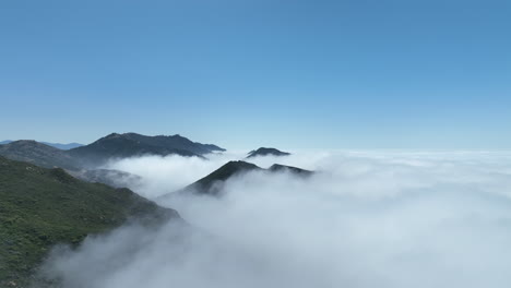 santa barbara california, drone flight over the clouds.