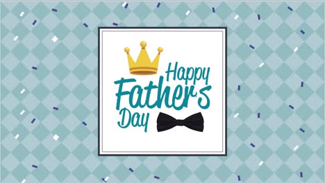 happy fathers day lettering card with crown king and bowtie