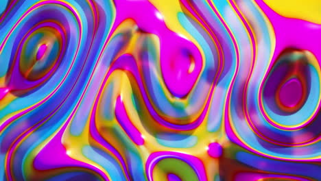 animación de colorido cian, magenta y amarillo 3d formas líquidas ondulando girando