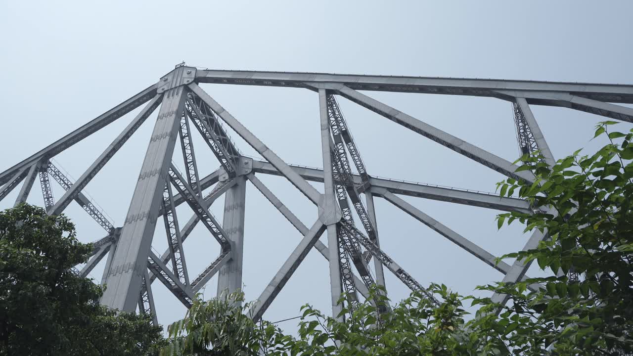 Close-up View of the Howrah Bridge in Kolkata, India