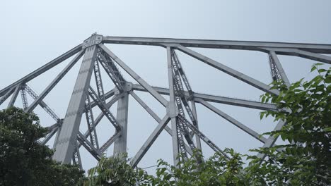 close-up view of the howrah bridge in kolkata, india
