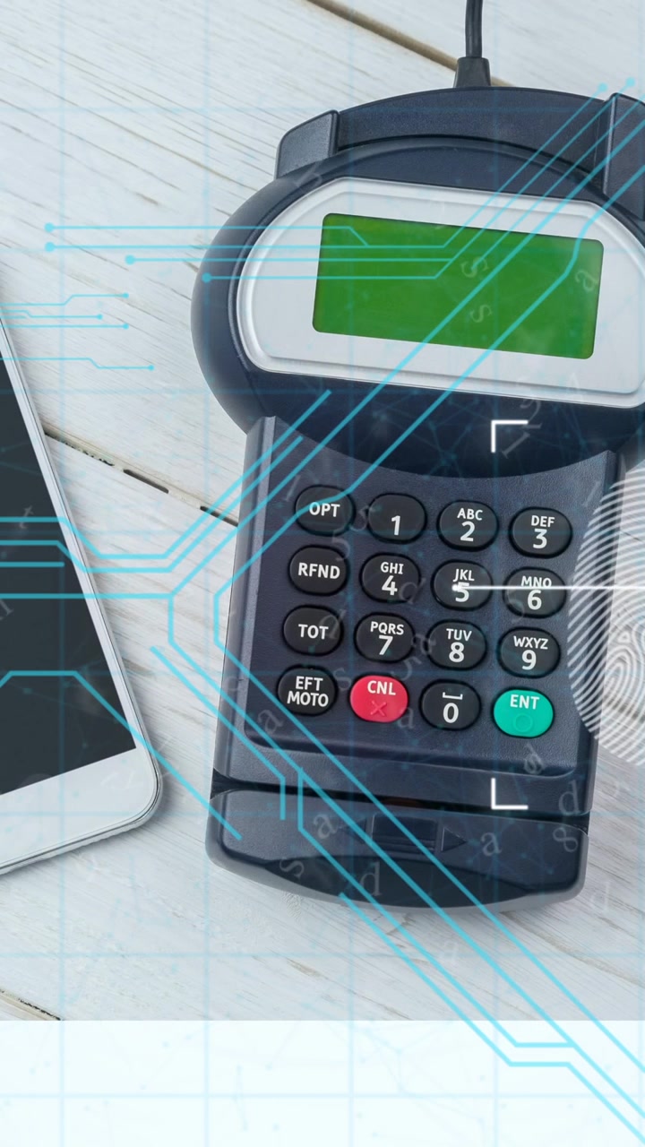 Animation of integrated circuit over smartphone and payment terminal