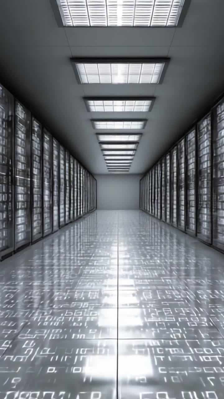 Uno Sguardo al Futuro: Un Ampio Data Center ad Alta Tecnologia Illuminato da Luce Naturale e Superfici Riflettenti, che Mostra Soluzioni Moderne di Archiviazione Digitale