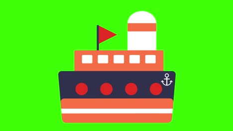 animation of a boat icon on a green screen