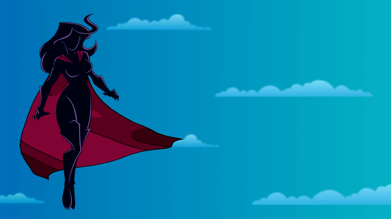 하늘에서 날아다니는 슈퍼히어로인 실루