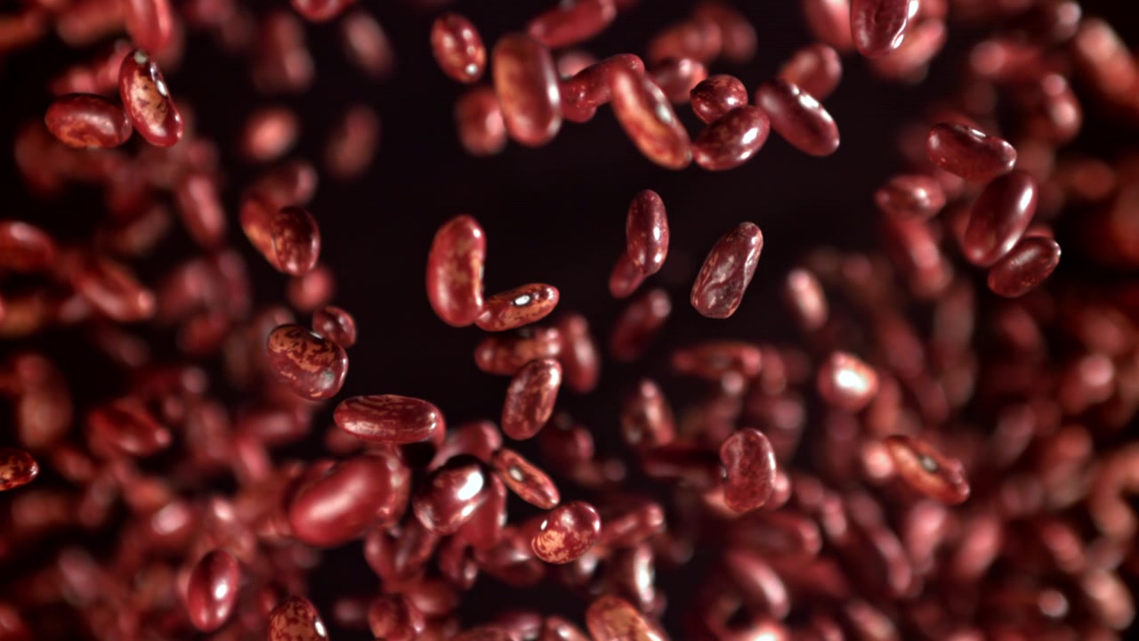 Red Kidney Beans Falling in Super Slow Motion