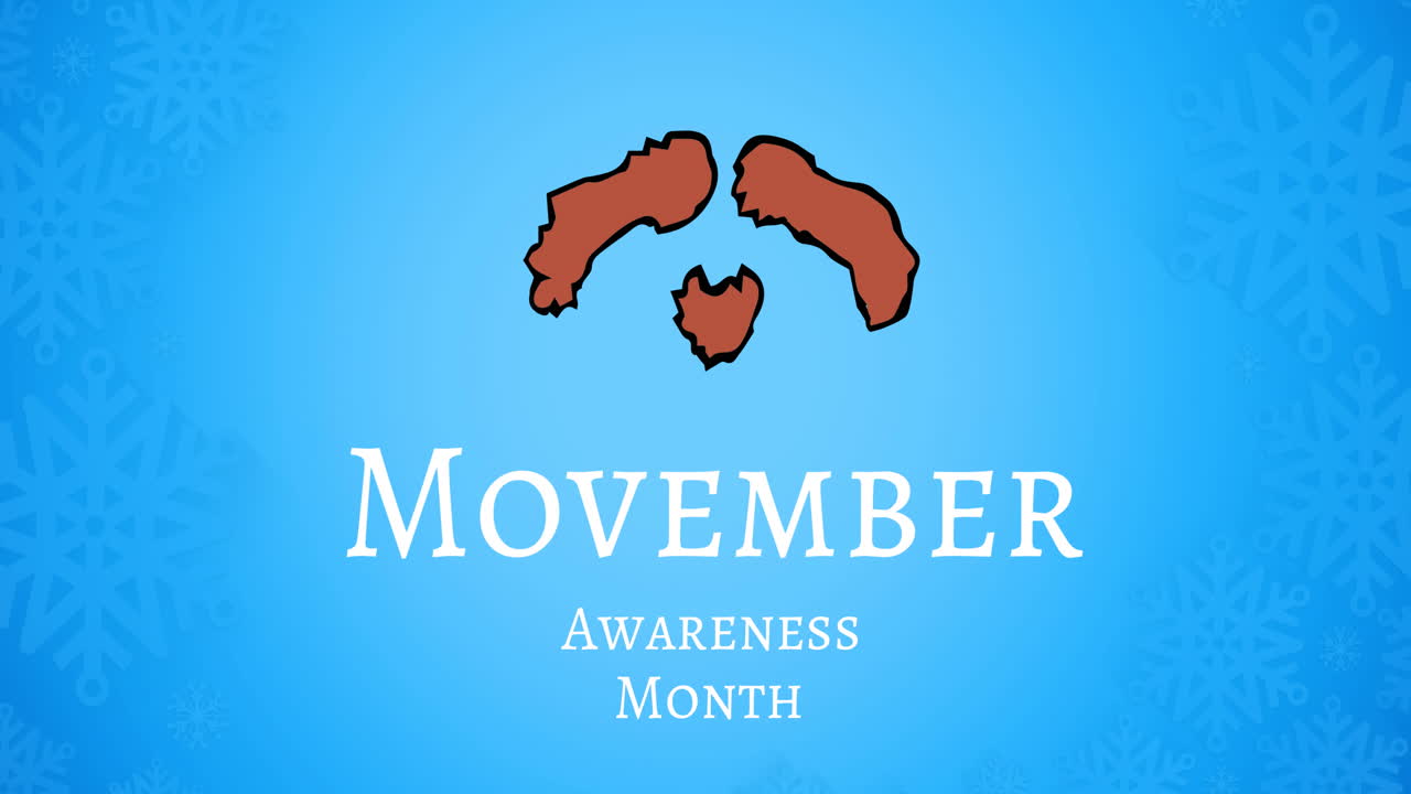 파란색 배경 위의 무베르 인식 달 텍스트와  ⁇ 수염의 애니메이션