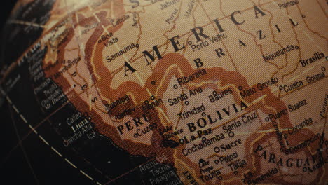 vintage globe detail of south america