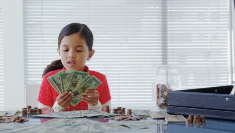 girl as executive counting the bank notes 4k 4k
