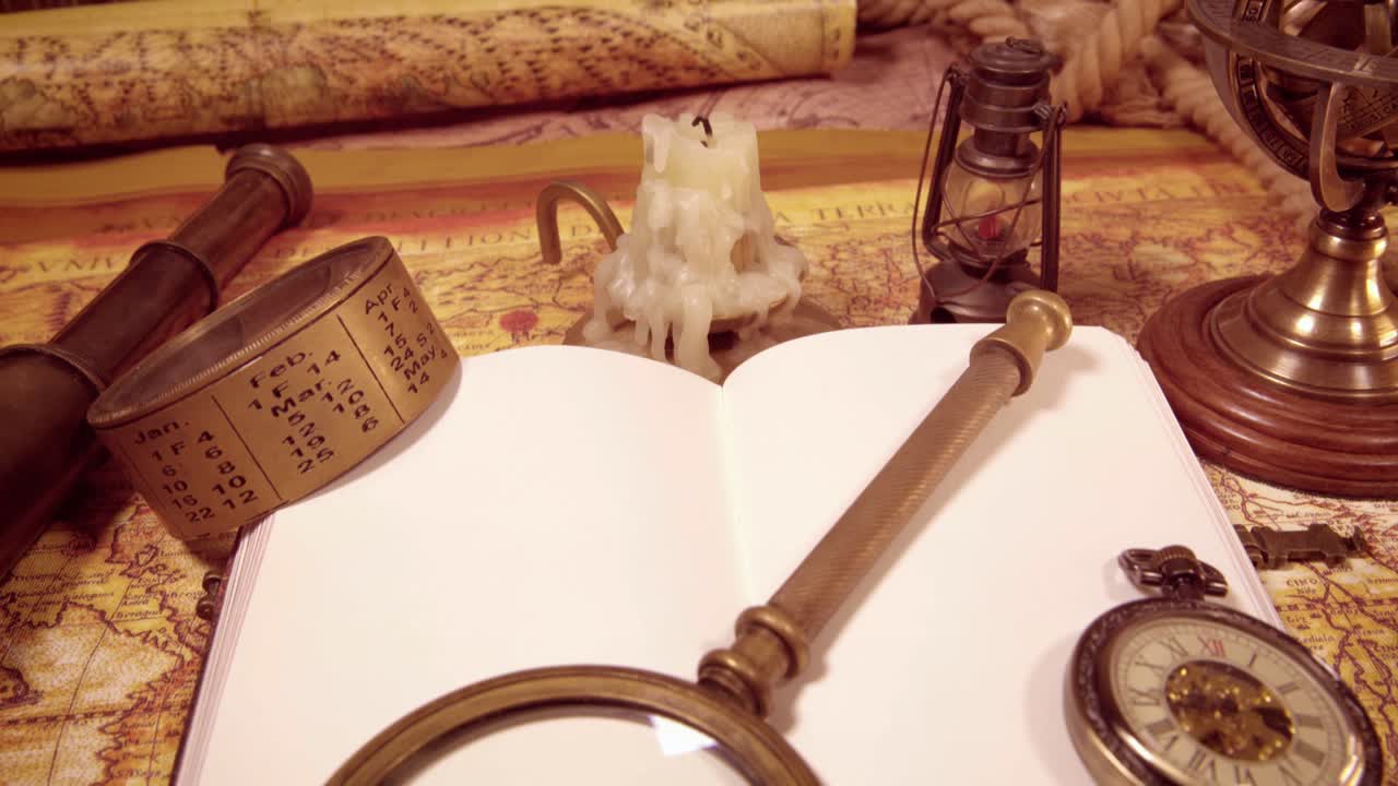 1565년의 오래된 지도에 그려진 빈티지 고정물입니다.