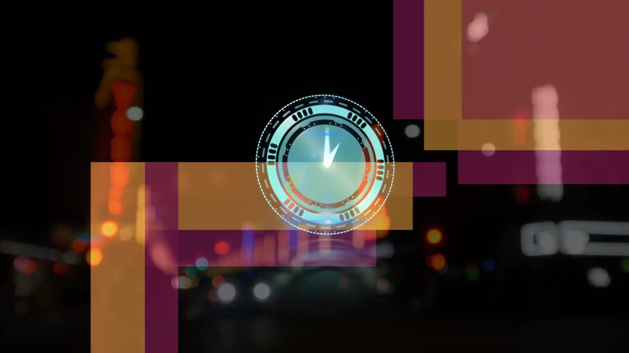 흐릿한 배경 위에서 움직이는 시계의 애니메이션