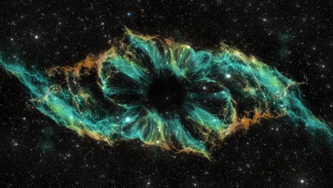 Interstellar-Space-Travel-Through-Galaxy-with-Warped-Eye-Nebula-Black-Hole