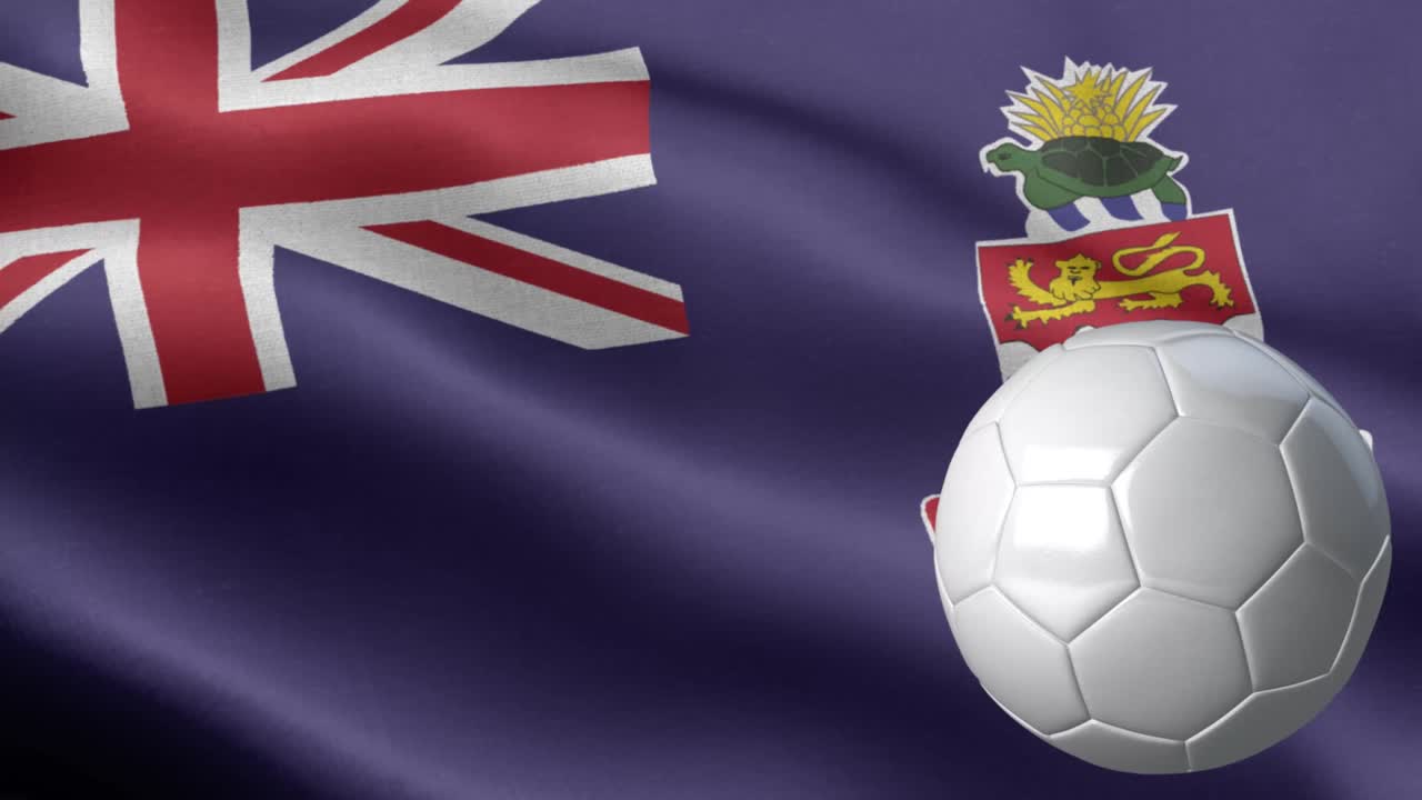 케이먼 섬의 발과 축구 공 - 케이먼 제도의 발 고 세부 사항 - 국가 발 케이맨 제도의 파동 패턴 루프 가능한 요소 - 직물 질감과 끝없는 루프 - 축구 공과 발