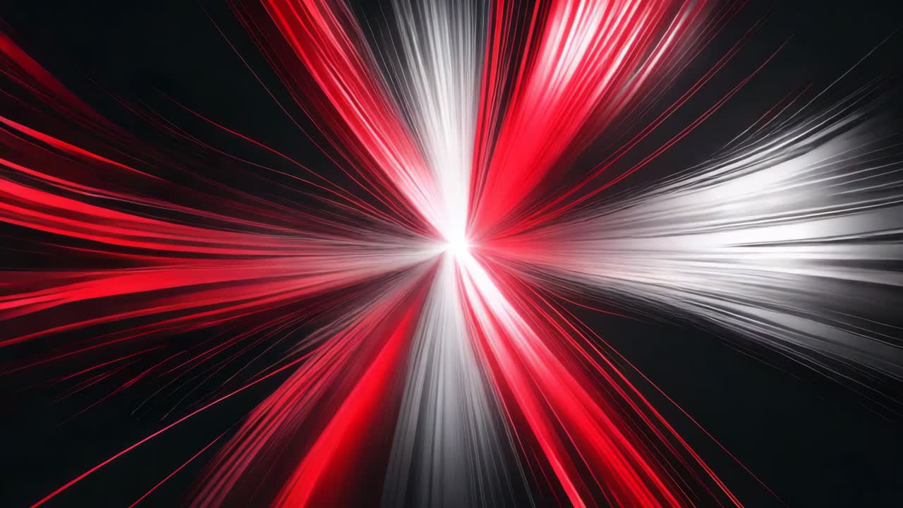 Abstract light explosion with red and white rays