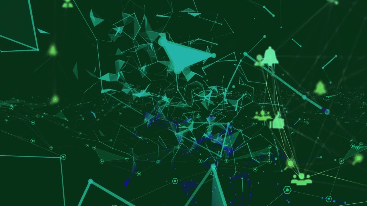 어두운 배경 위의 연결 네트워크의 애니메이션