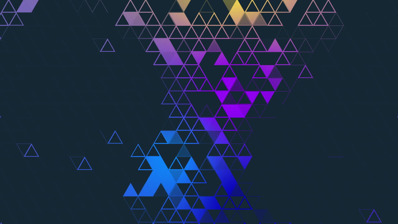 Abstract geometric dark background with color triangle shape pattern. Loop animation with space for text.