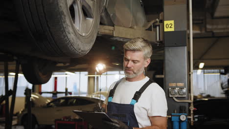 auto mechanic inspecting a car