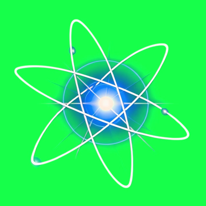 Animated Atomic Model with Orbiting Electrons on Green Screen