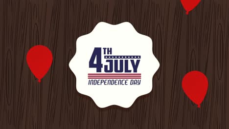 celebração do dia da independência dos estados unidos letras em renda e balões hélio