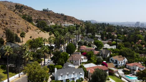 aerial shot of quiet neighborhood in glendale, california