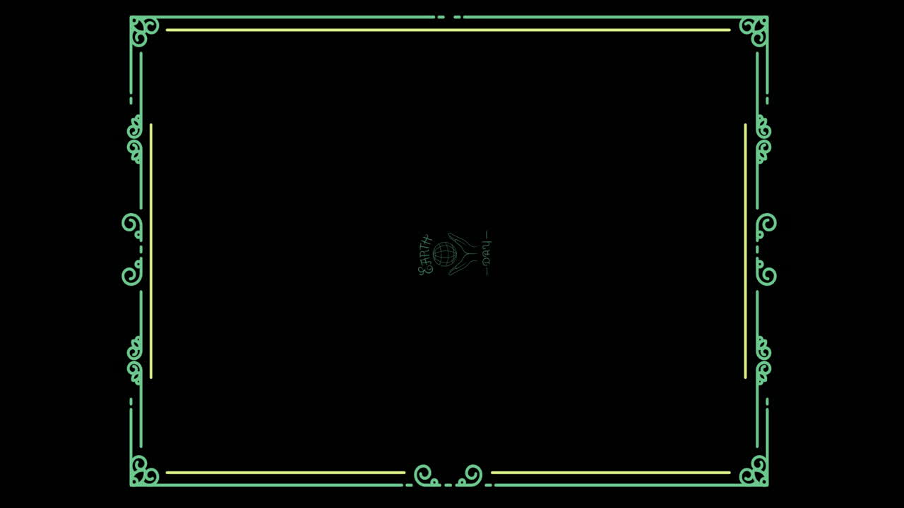 анимация текста дня земли на глобусе и раме