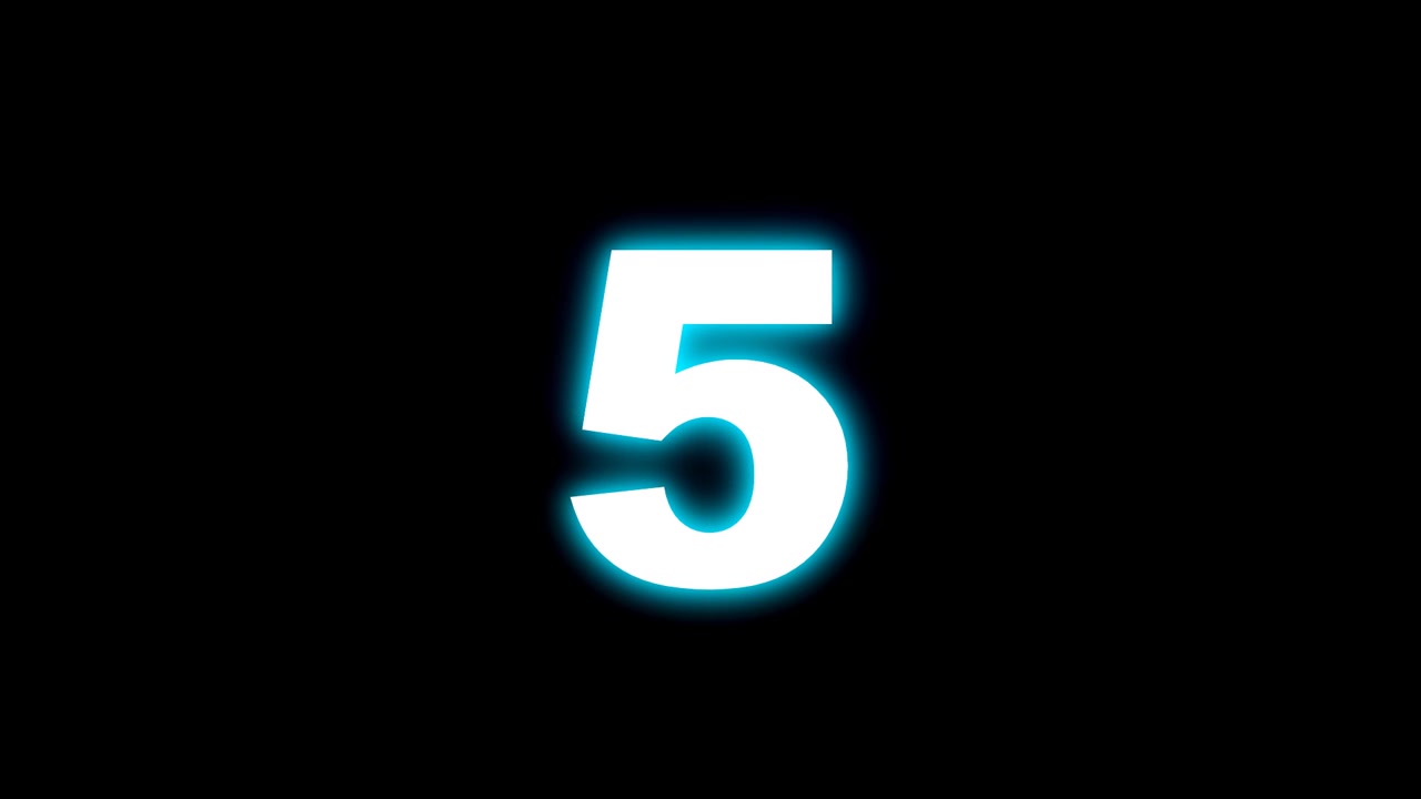 Digital Countdown Timer with Glowing Neon Numbers and Lightning Effects