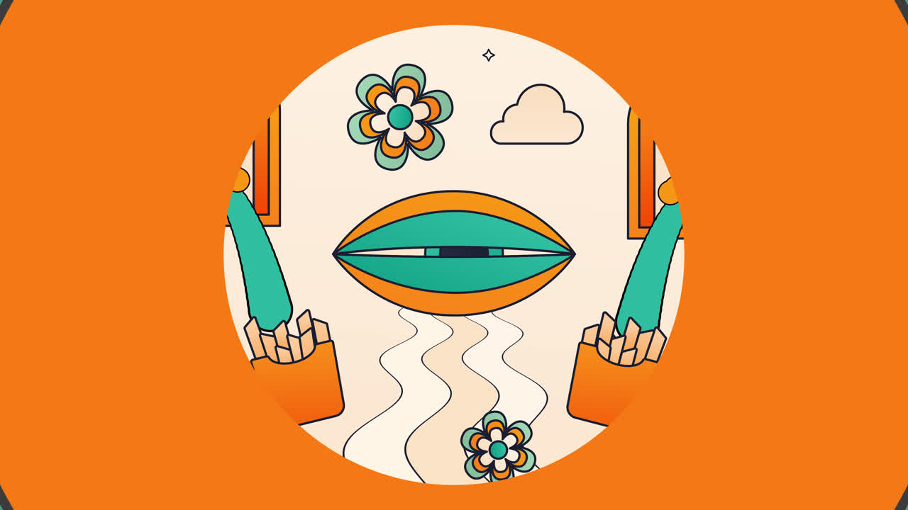 Retro Psychedelic Pop Art with Abstract Elements