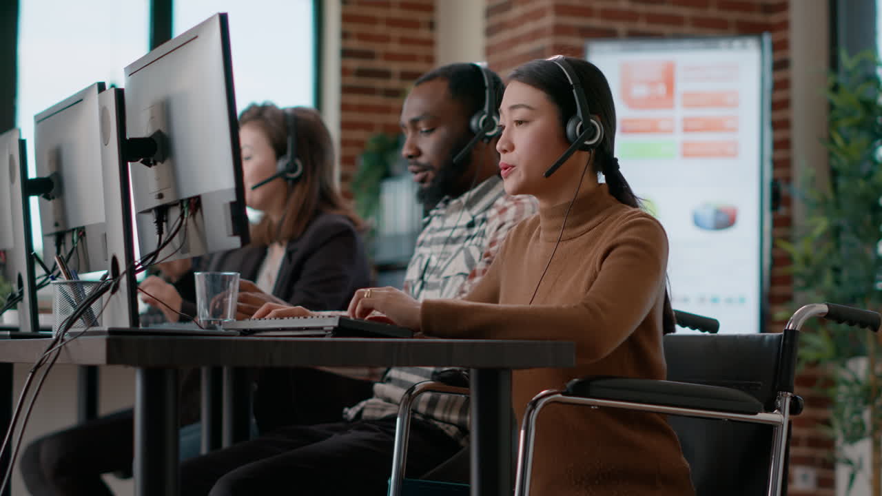 Young woman working at customer assistance service