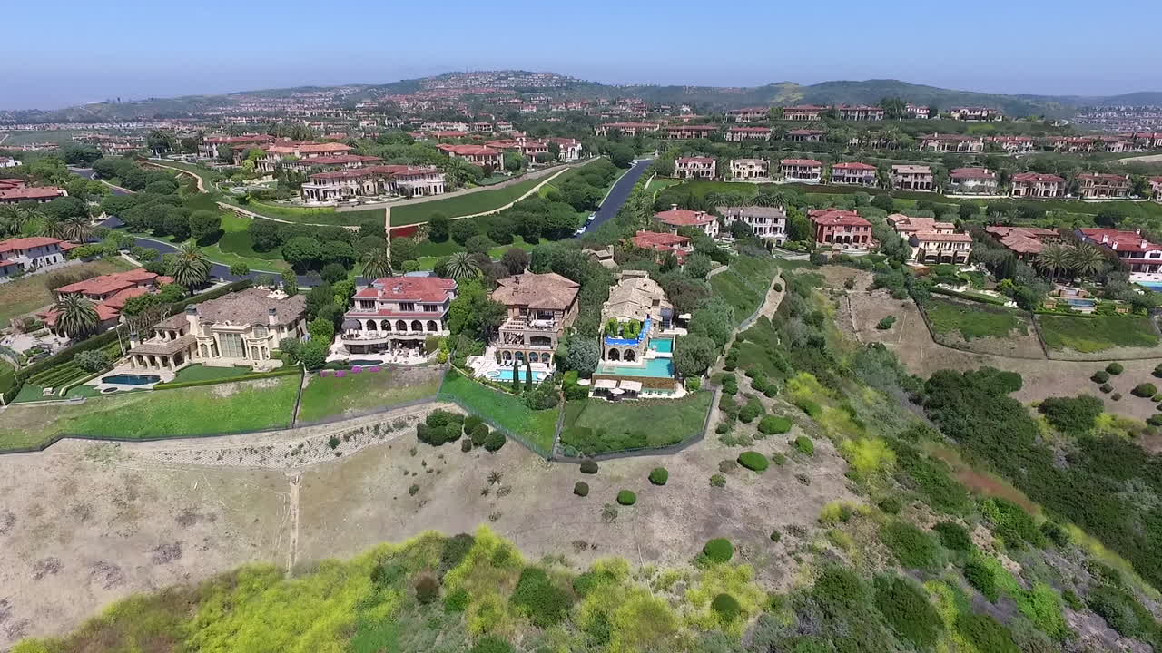 Aerial drone footage over Pelican Hill in Newport Beach, Orange County, California