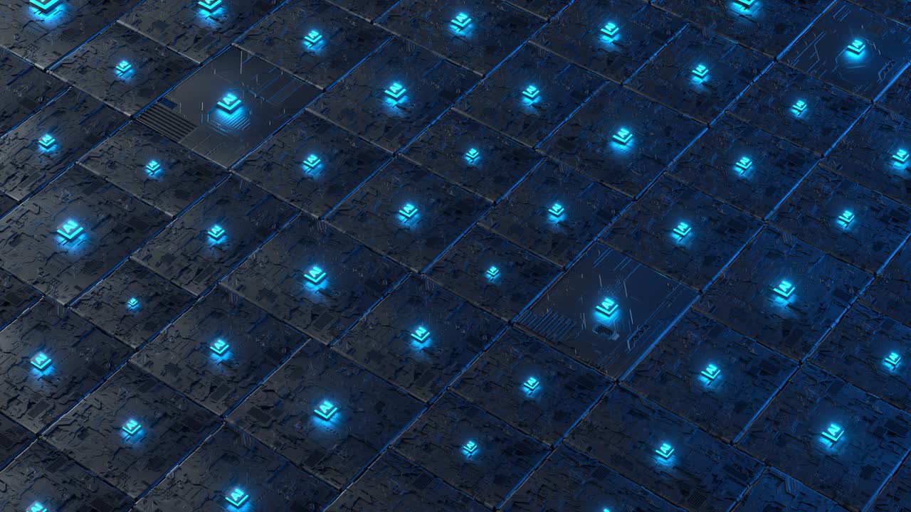 AI artificial intelligence technology on a circuit board. 3d animation loop