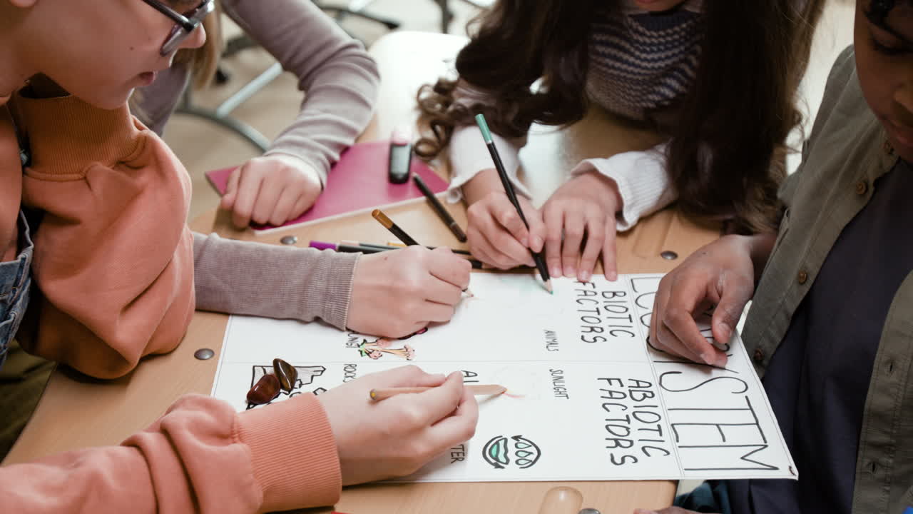 Students Collaborating on a STEM Science Project About Biotic and Abiotic Factors