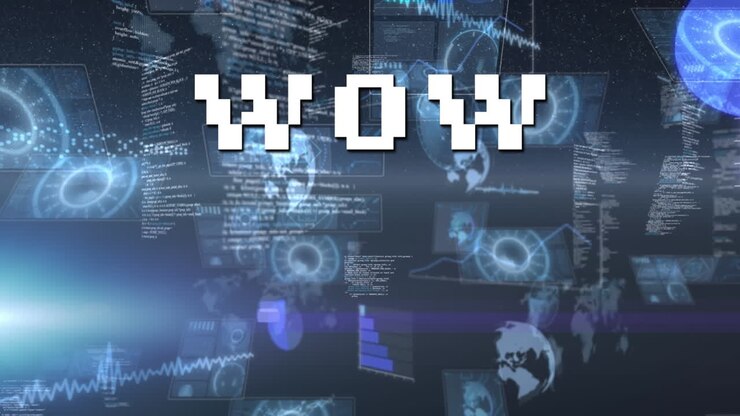 Animation of wow text over scope scanning and data processing