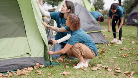 park, camp counsellor and tent help outdoor