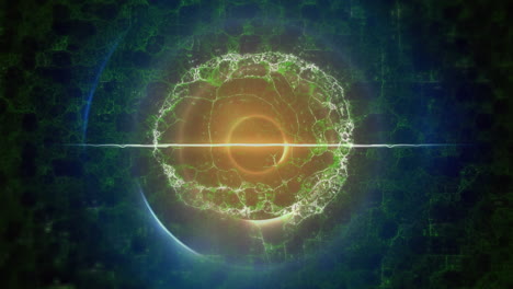 animación del cerebro digital sobre cuadrados y círculos azules