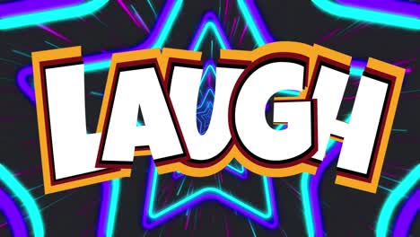 animation of laugh text over stars